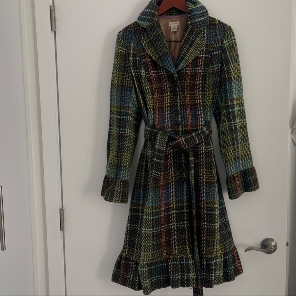 Colorful Wool Peplum Coat